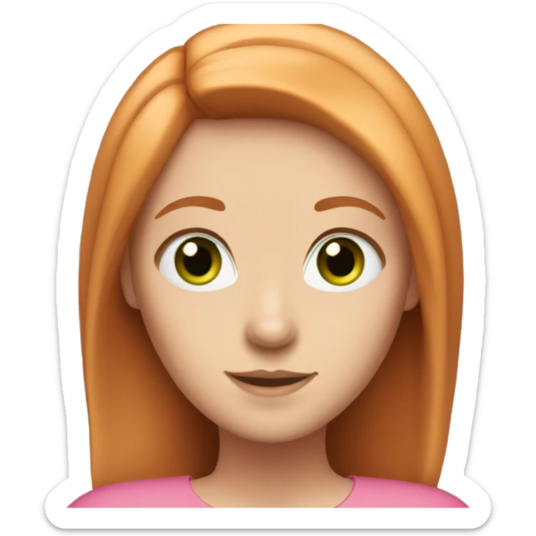 Girl with straight ginger hair and green eyes and pink top sticker