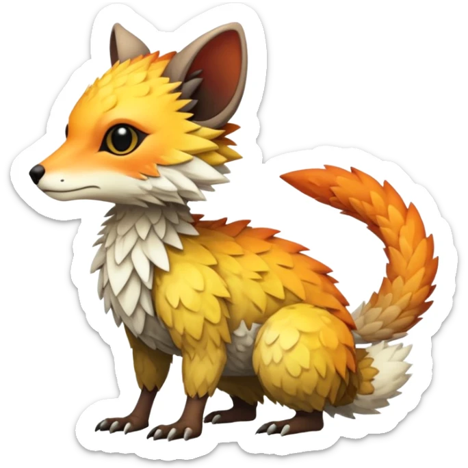 warm-colored Vernid-Trico-Fionbri-creature (full body) sticker