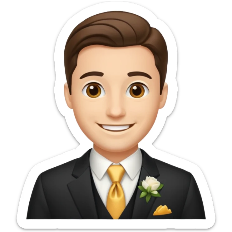 American groom, traditional, culture of american, smiley on face. sticker