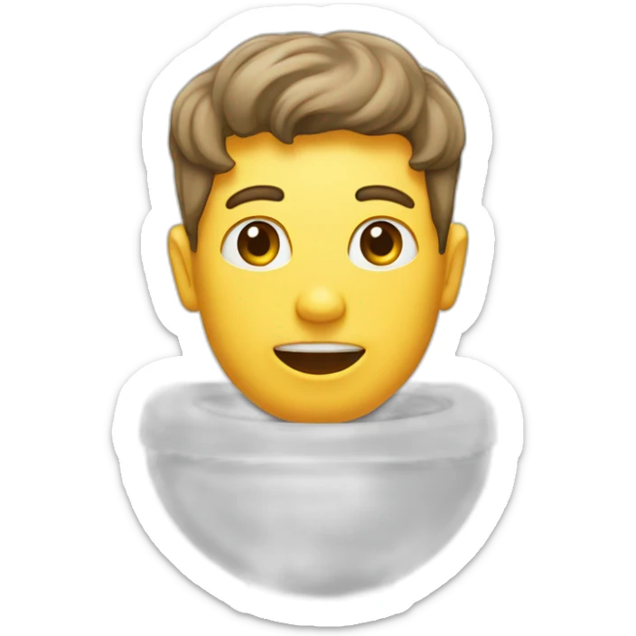 male head and neck sticking out of a toliet sticker