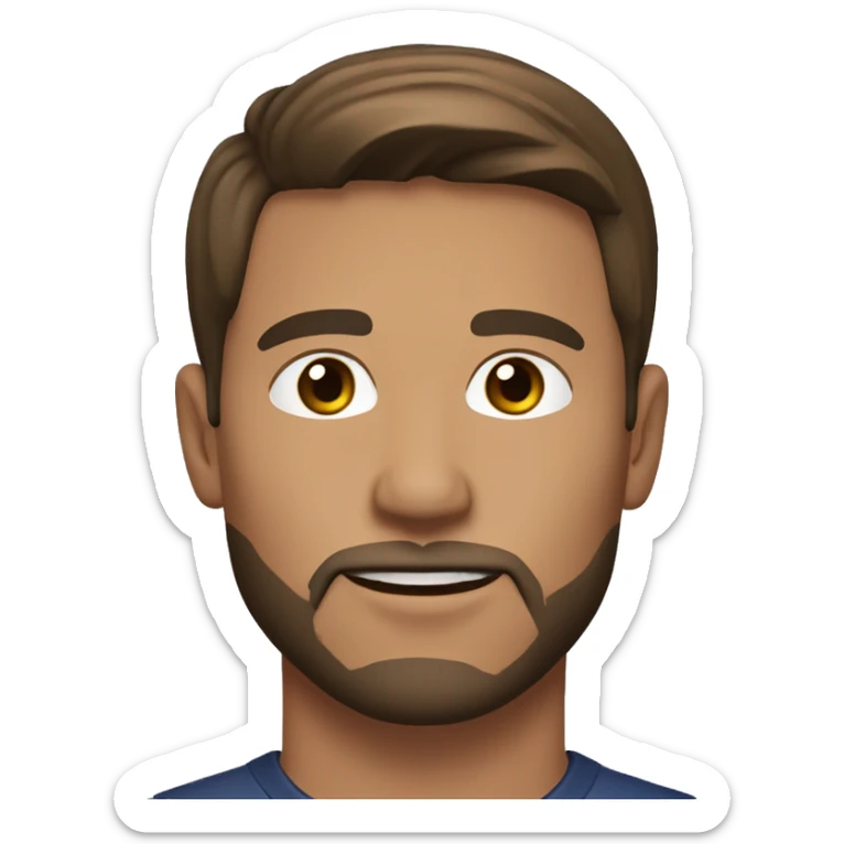 A handsome 25 year old man with middle parted fairly short brown hair, brown eyes, a very light goatee beard outdoors sticker