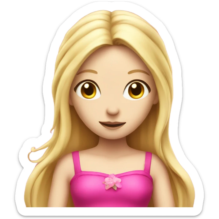 Fairy with a want and a hot pink dress on with long blond hair and pale skin  sticker