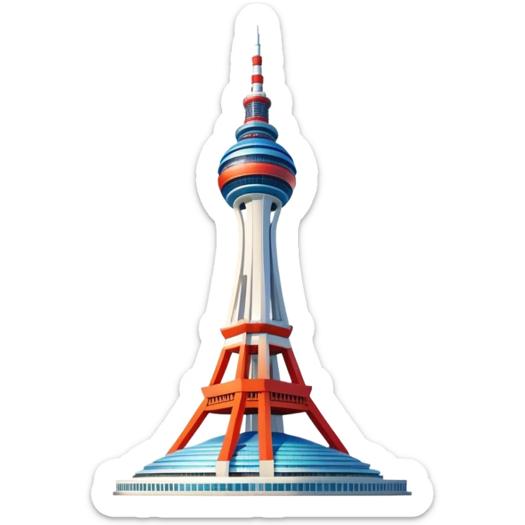 Cinematic Realistic N Seoul Tower Landmark Emoji, showcasing a futuristic tower with panoramic views rendered with sleek textures and vibrant, modern lighting. sticker