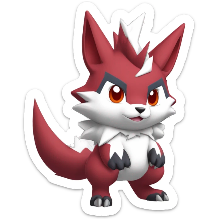 Anthro Cool Edgy Cute Chibi Shiny Zangoose-Zoroark-Fakemon-Pokémon Full Body Detailed High Quality sticker