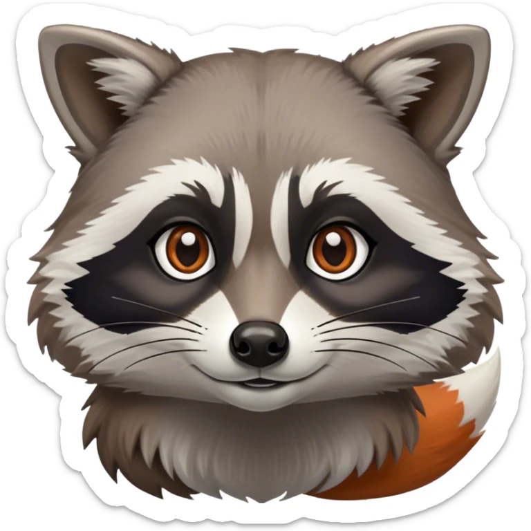 Collage of a raccoon and a fox, in close-up, set in a beautiful forest with tall trees, green bushes, and sunlight filtering through the leaves. Both animals look curious and playful. A vibrant, wild atmosphere with a transparent background. sticker