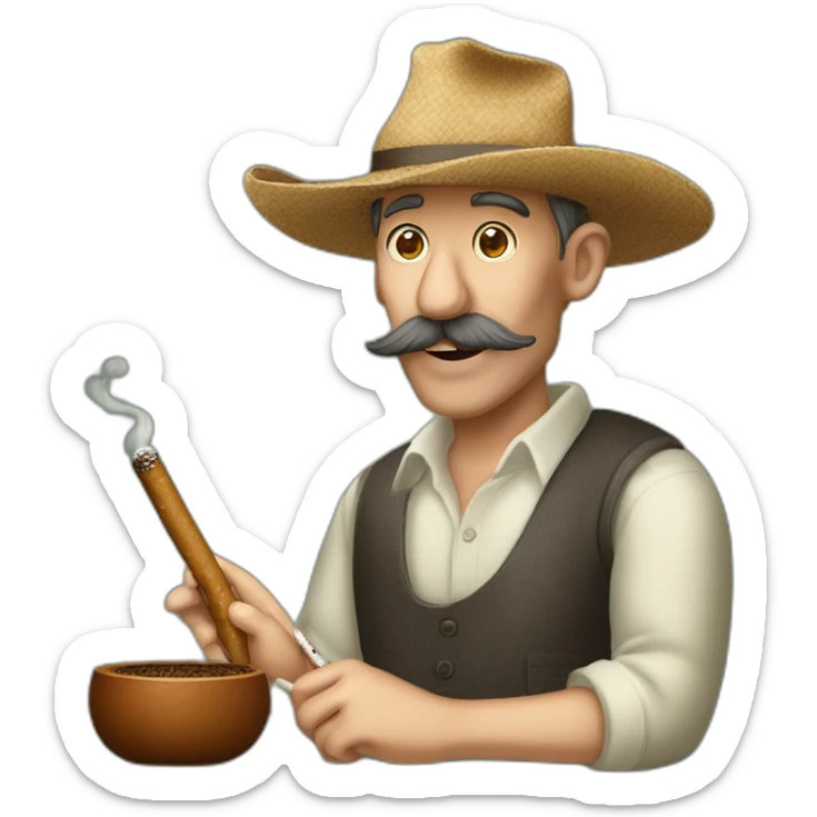 carpincho (rioplatense) fumando un cigarro artesanal delgado de tabaco, mientras descansa panza arriba sticker