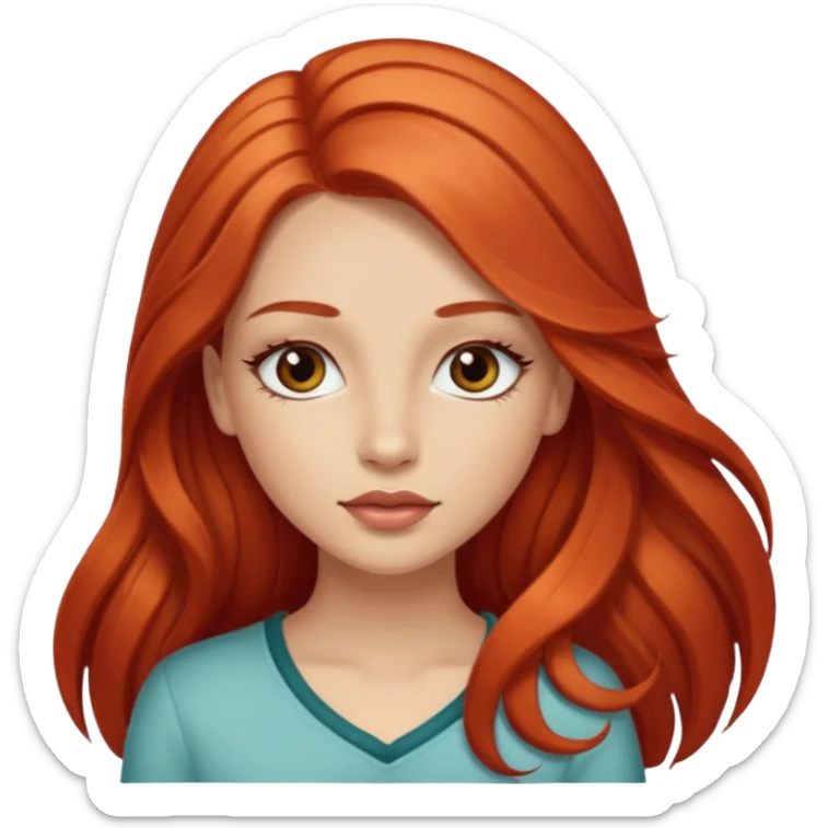 Little red riding hood light skin with straight long wavy hair and long eyelashes  sticker