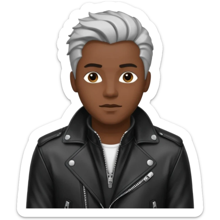 bad boy man with a Casanova vibe, confident expression, stylish hair, wearing a leather jacket sticker