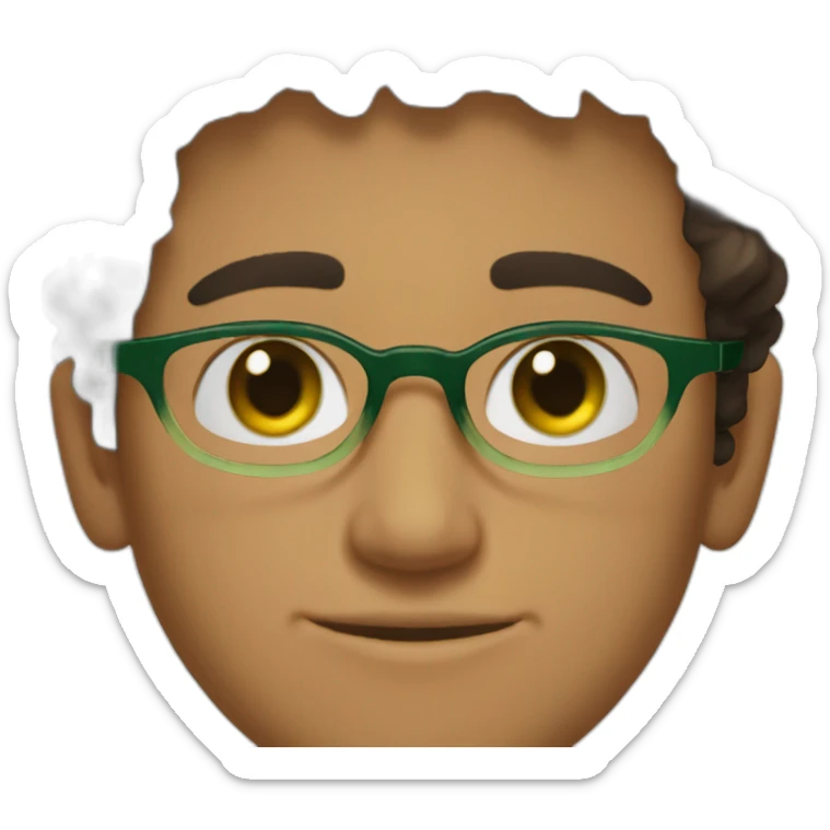 pakistani 19 year old guy with green eyes and curly short dark brown hair and green glasses sticker