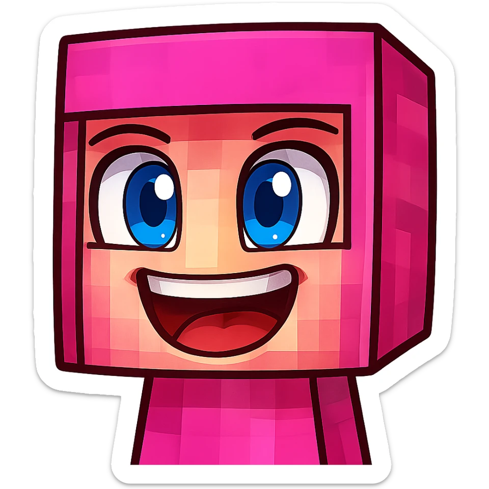 Extract only the face of the second character from the left, keeping the original Minecraft cartoon style and appearance, on a transparent background. sticker