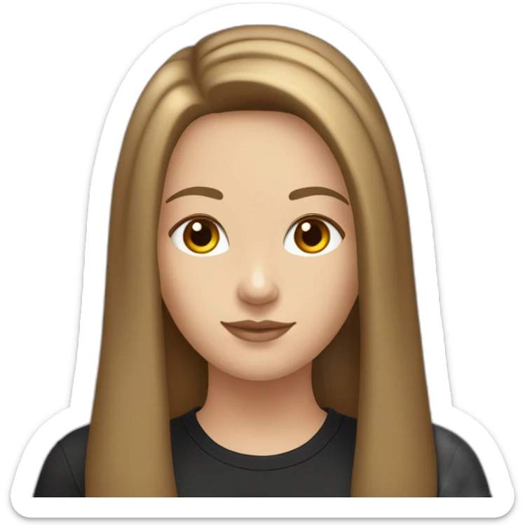 white-girl-with-long-brown-straight-hair-with-brown-eyes-in-a-black-t-shirt sticker