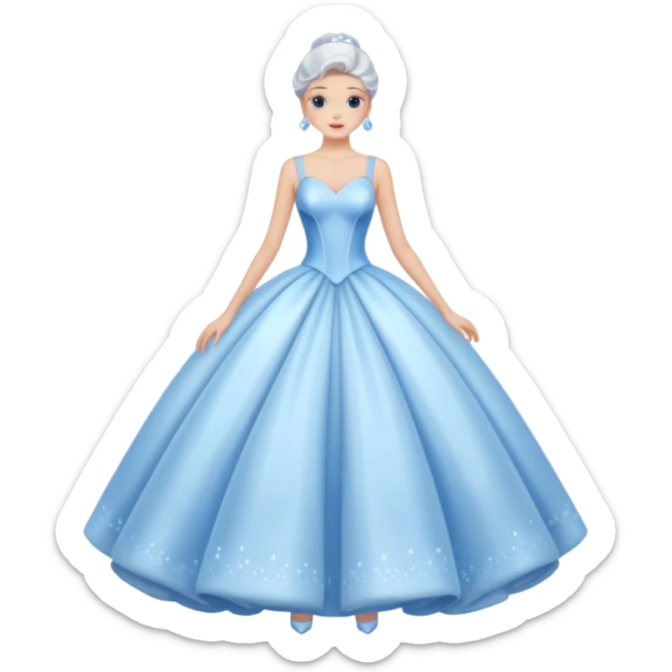 The bubble dress is typically a voluminous ball gown, designed to make Glinda look like she’s literally floating in a bubble. It features:  Pale blue or shimmering white-blue hues  sticker