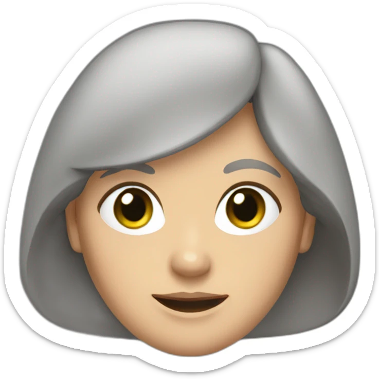 28 old women, white skin, long brown hair, green eyes, red shirt in a gray jacket sticker