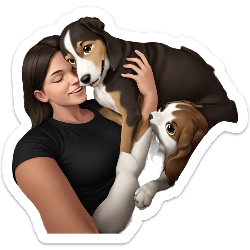 girl and dog love moment sticker