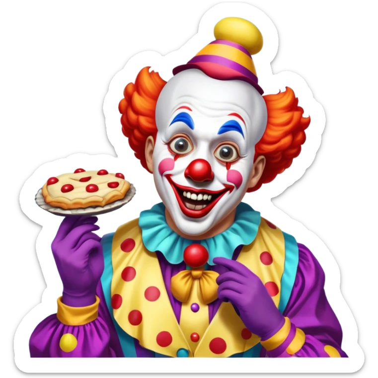 Icon for Comedy Movie: A vintage movie poster-style design with a humorous scene. Include a clown, slapstick elements, and exaggerated facial expressions. Bright colors, funny props like pies or banana peels, and a lighthearted atmosphere. Retro cinematic feel. Transparent background. sticker