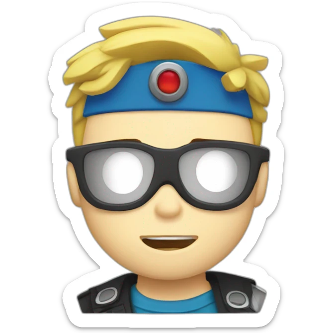 Emoji of Johnny Test (Cartoon Network) drinking a shot, emoji upper body sticker