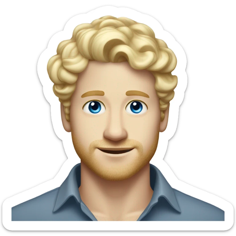 full body light curl blonde 30yo man blue eyed pale skin sticker