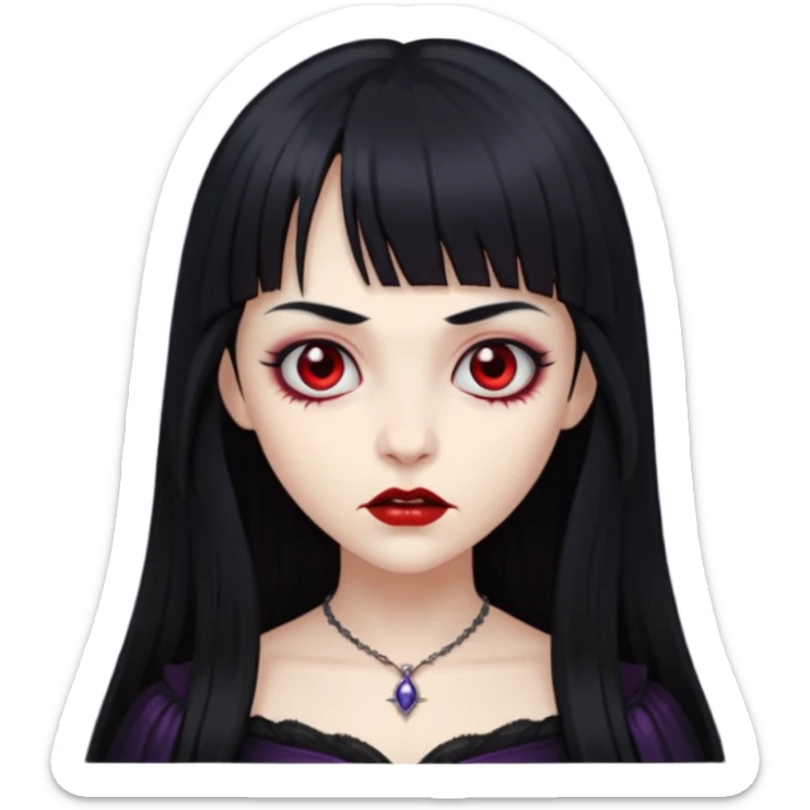 quero a foto de uma vampira com franja de cabelo preto sticker