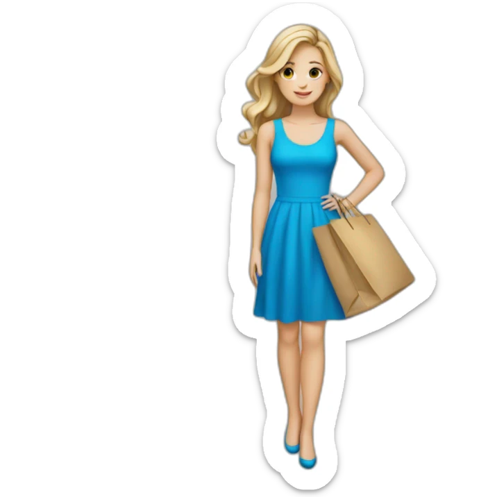 white girl in a blue dress shopping sticker