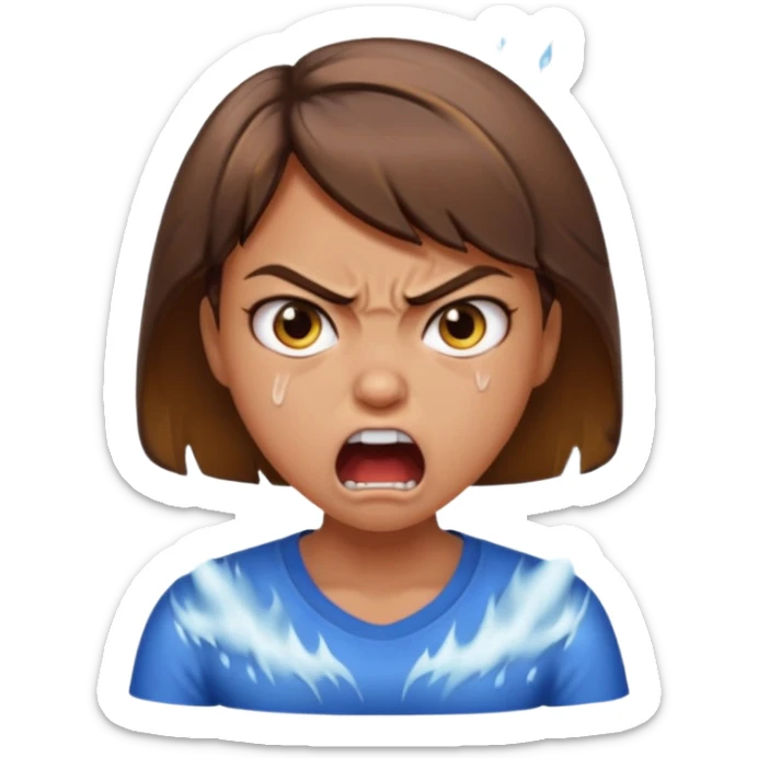 very angry and mad enraged fuming foaming at the mouth emoji really mad and sweating lots of detail girl  sticker