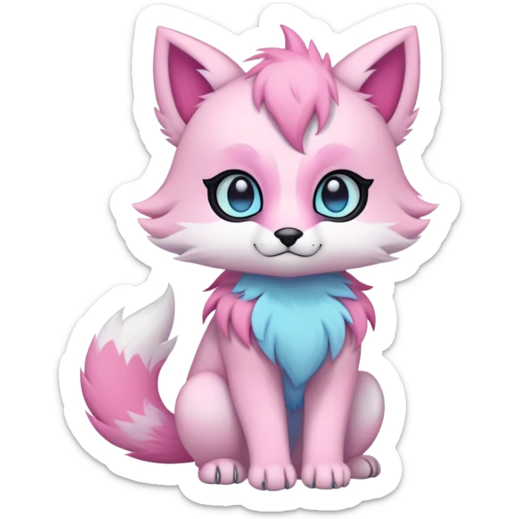 Kawaii pastel edgy colorful ethereal anthro fursona Fakemon sticker