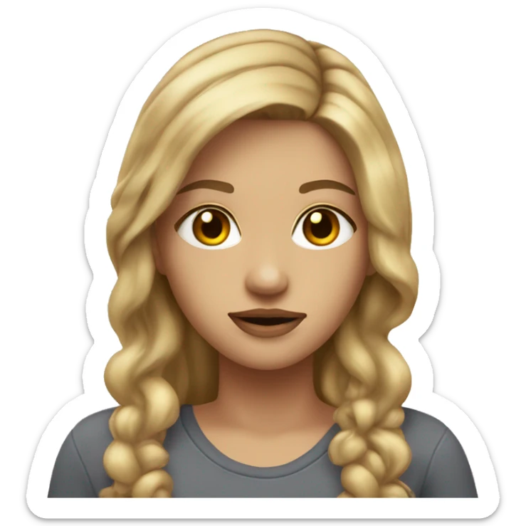 dirty blond hair with highlights and brown eyes with necklace sticker