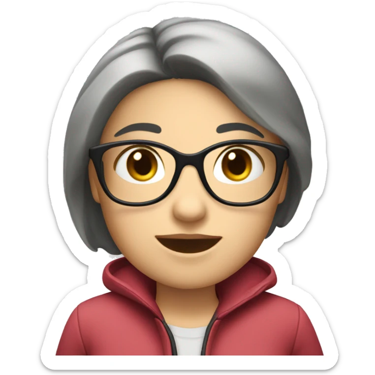 Girl tour guide with fair skin short black hair chubby face sticker