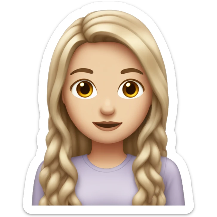 White girl with long brown hair sticker