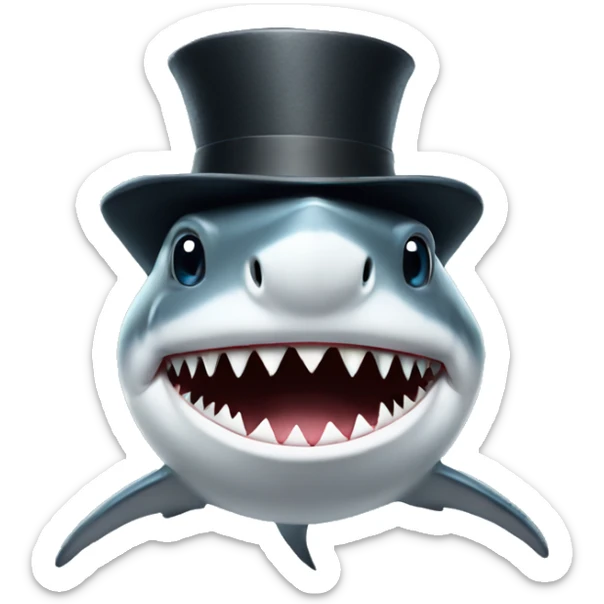 Shark with a top hat sticker