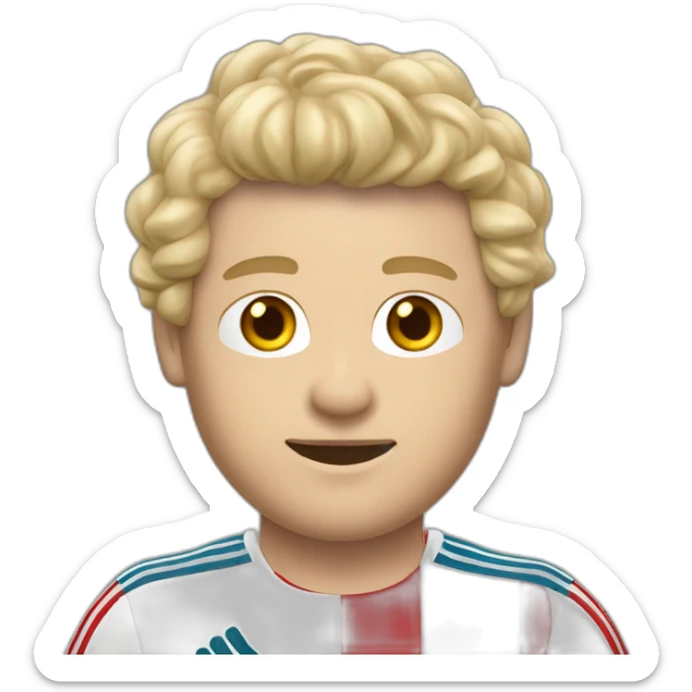 un mec qui s'appelle Simon qui est blond avec un maillot du Bayern sticker