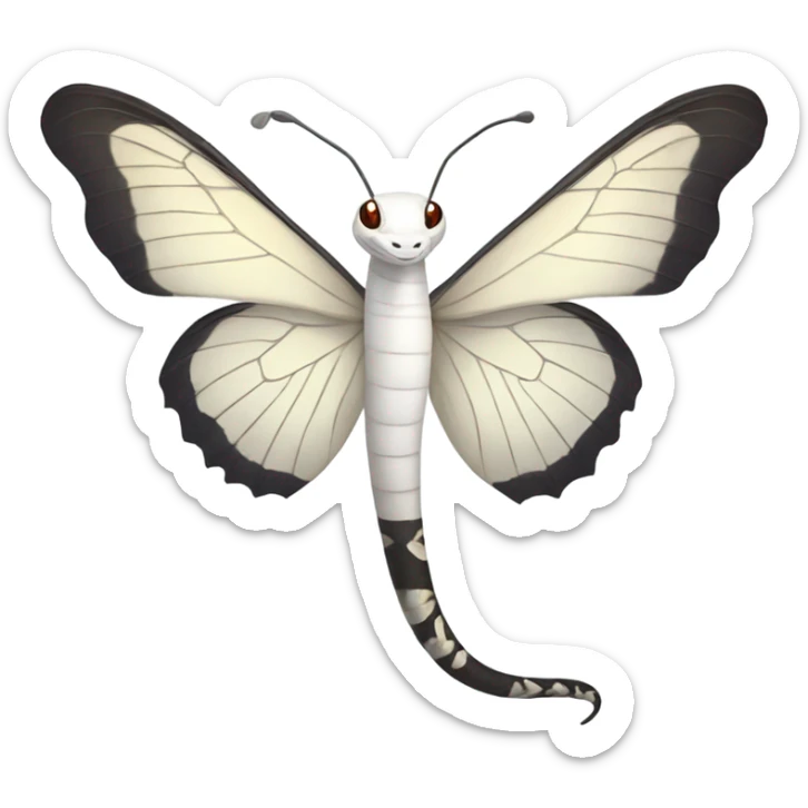 White snake with wings of butterfly in the middle of its body sticker