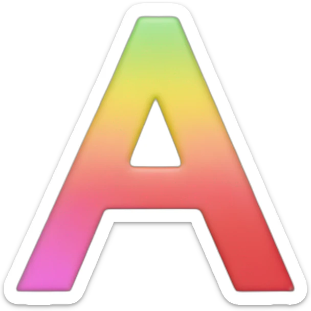 Letter A not K with shades of red, pink, light green, yellow, and light bule sticker