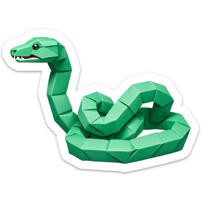 origami snake in color green mint rgb(168, 251, 211) sticker