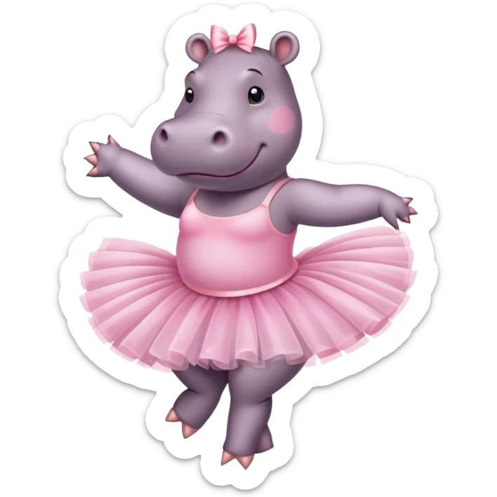 Hippo ballerina sticker