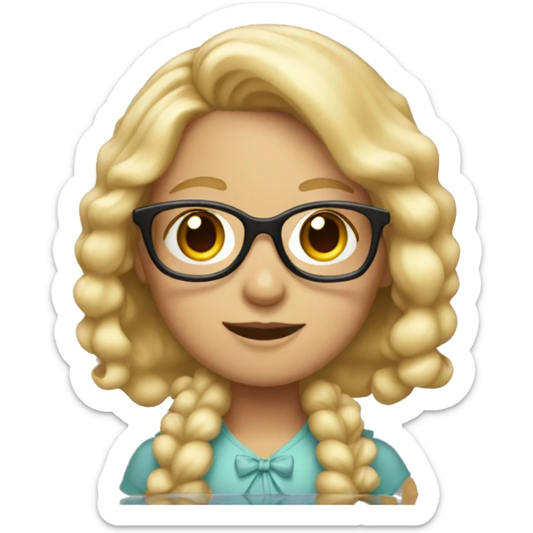 Girl with blond hair and glasses with bows in her hair  sticker