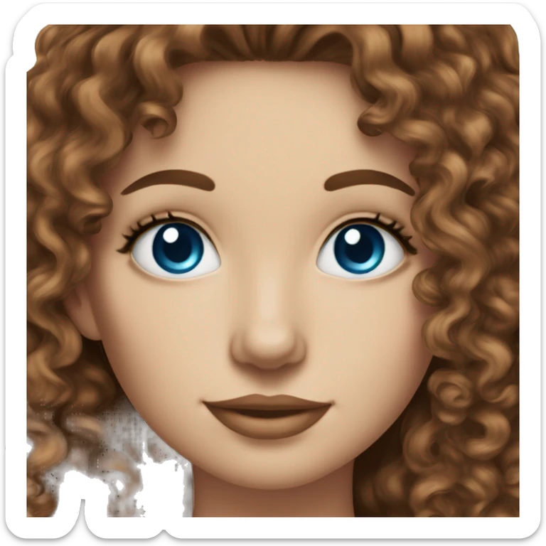 white skin girl brown curly hair blue eyes sipping tea from mug sticker