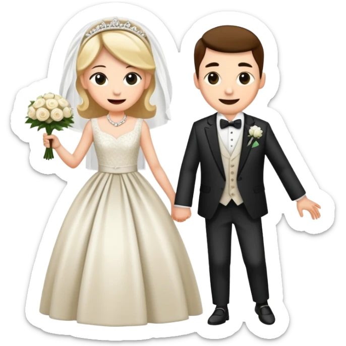 Person in fancy clothes sneaking into a wedding ceremony with a mischievous grin, uninvited guest sticker