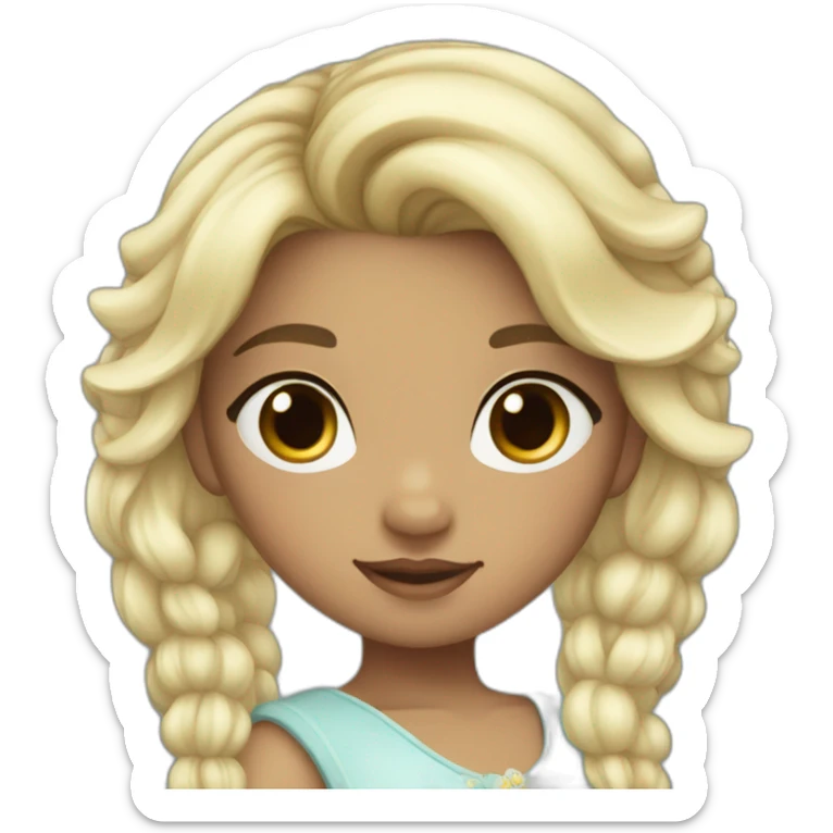 Sweet princess cold with pony & dark hair with small blond highlights, eyes with each color  sticker