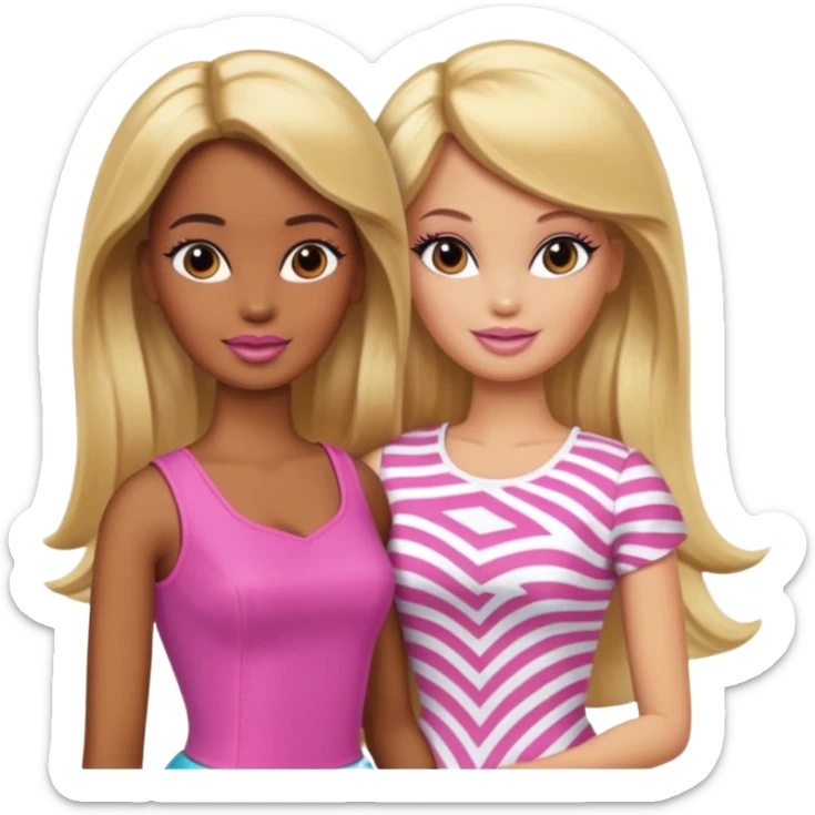 Brown skin blonde hair Barbie with Lilly in hair  sticker