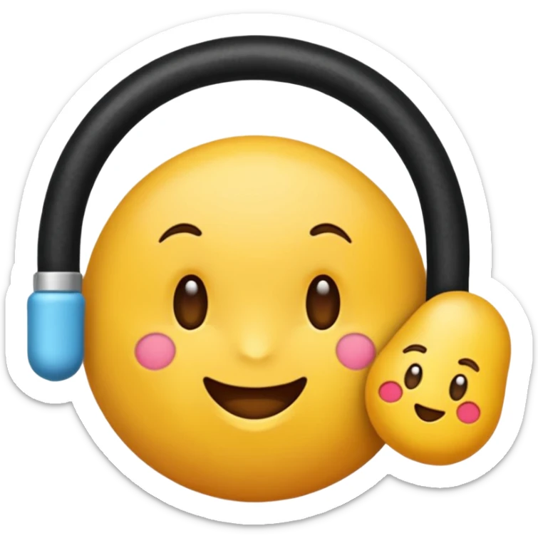 maak en emoji die moe is door het sporten het heeft een tennis band op zijn hoofd en hij is super moe  sticker