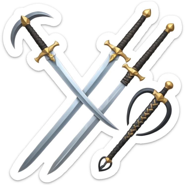 CREA UN ARSENAL DE ARMAS PERO QUE TENGA ESPADAS, CUCHILLOS Y ARCOS Y LANZA sticker