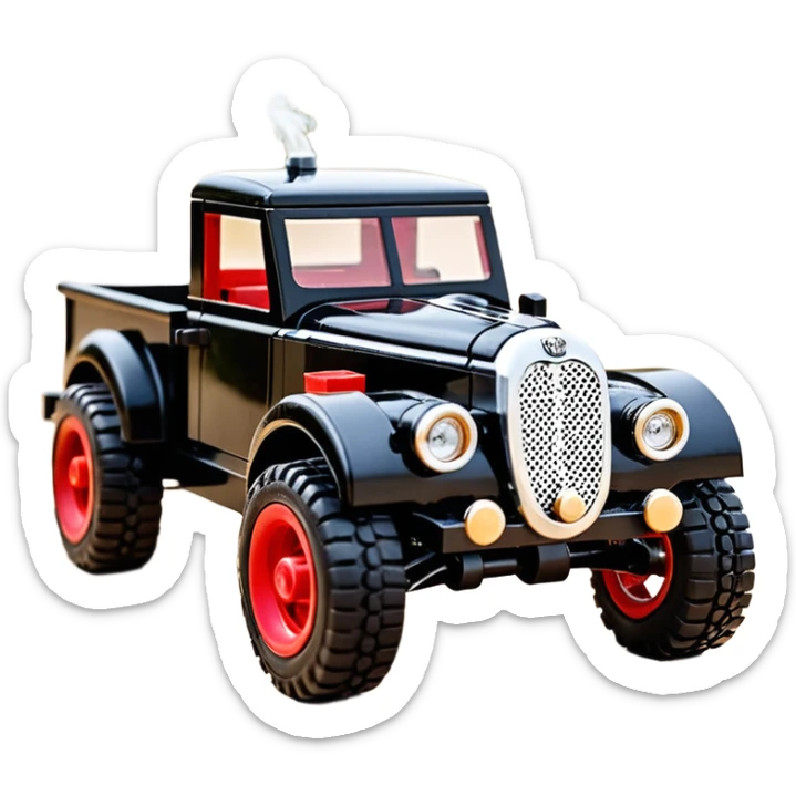 1:10 off-road lcg smoking Basher Wednesday Adam’s 1954 blackened tarnished hotrod streamlined Lego jaguar extended cab rc pickup (ridiculously extra wide low-profile pin tires without fenders) sticker
