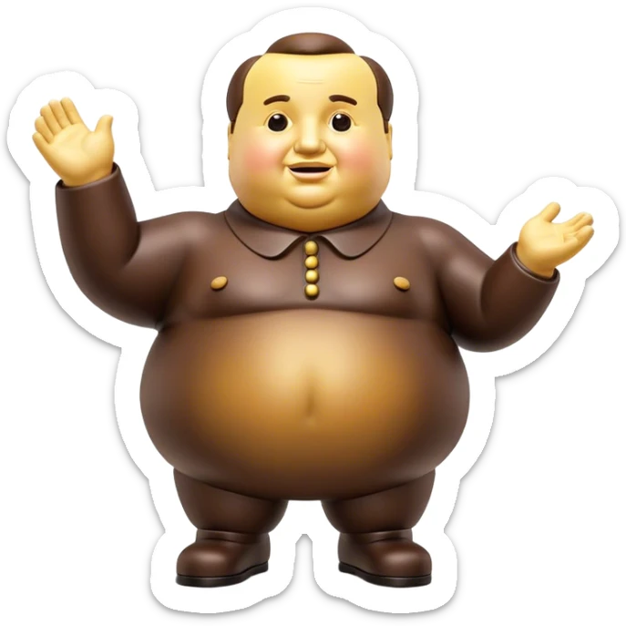Cinematic Realistic Botero Sculpture Emoji, depicted as an exaggerated voluminous sculpture in the signature style of Fernando Botero, rendered with rich textures and vibrant artistic lighting that captures its playful grandeur. sticker