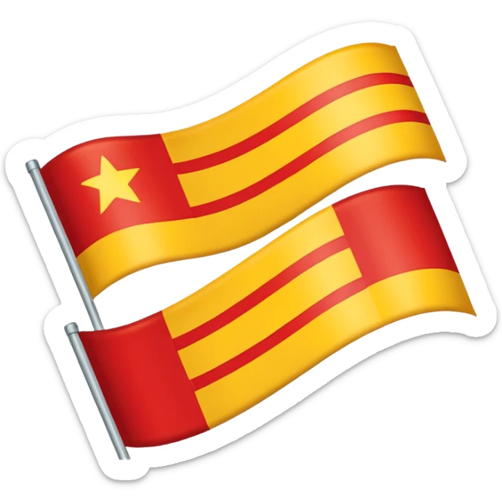 Similar to 🇮🇩 with yellow colour 50% and red colour 50% of 2 strip sticker