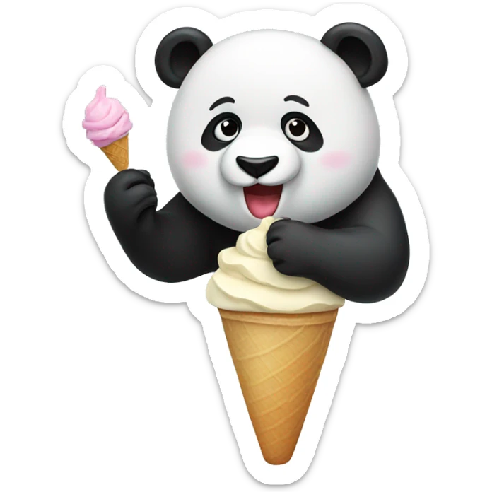 Panda eating ice cream sticker