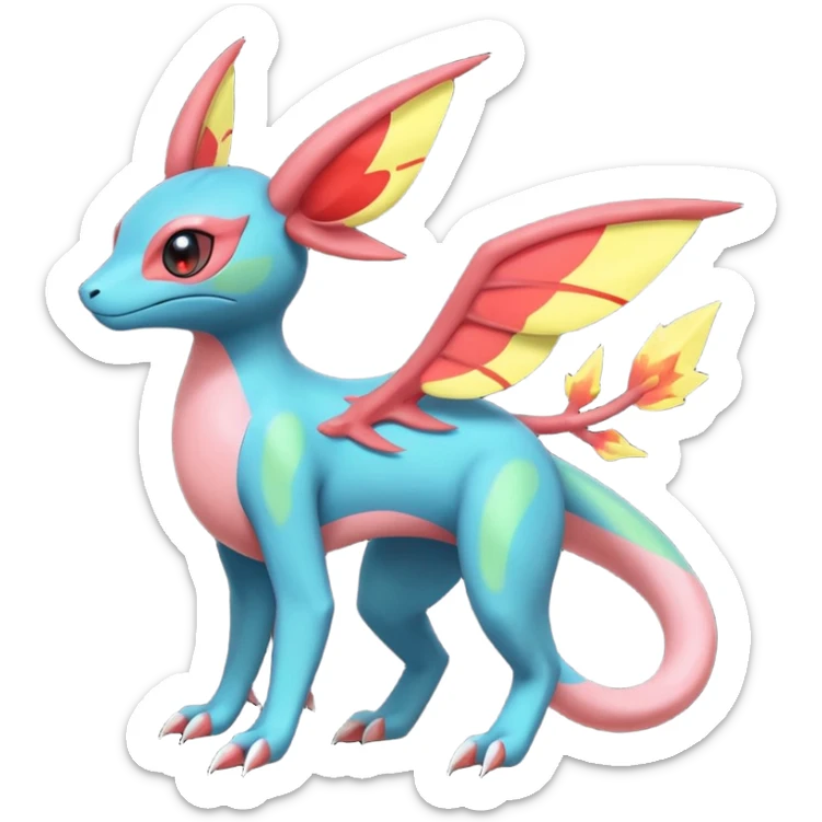 Salandit-Flygon-Sylveon-Umbreon-fusion-Pokémon-hybrid-creature  sticker