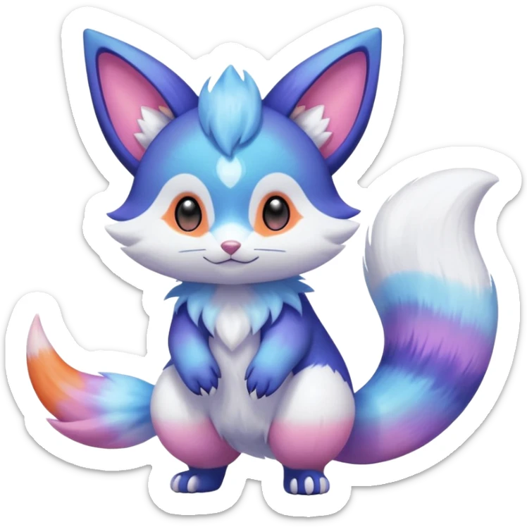 Shiny Exotic Colorful Pastel-Nebula-Gradients Furret-Meowstic-Zangoose-Hybrid (Full body) sticker