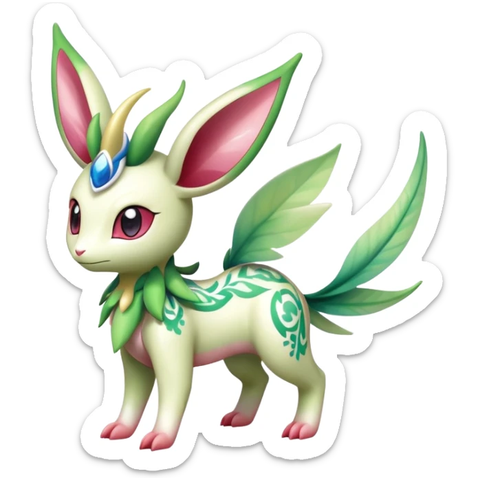 Shiny Exotic Cute Adorable Majestic Ethereal Sparkly Flygon-Sylveon-Leafeon-Shaymin-Hybrid-Creature with pattern-markings sticker