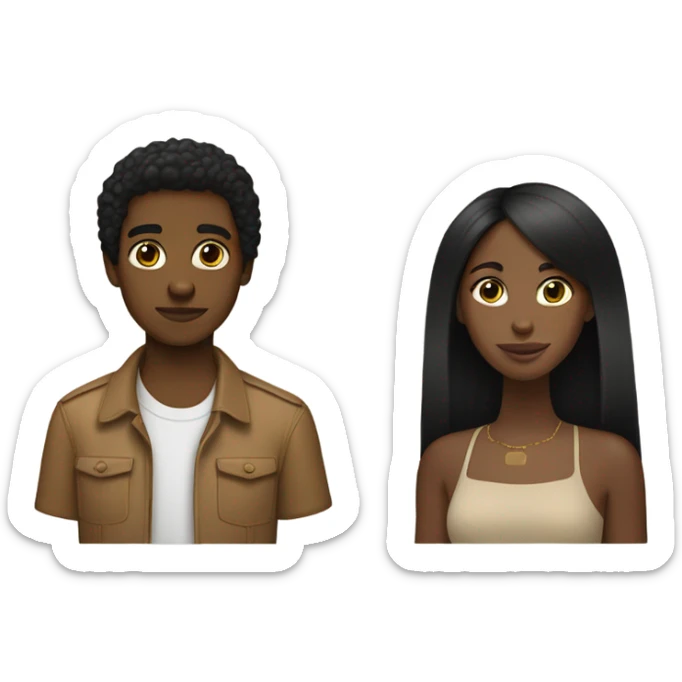 Black girl with straight hair with a tan Honduran boy with black hair  sticker