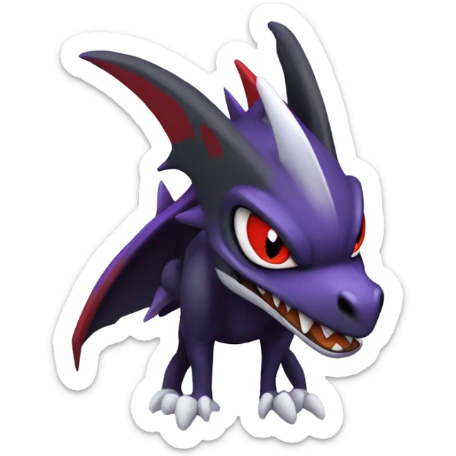 Black Cool Edgy Nargacuga-Garchomp-Noivern-Noibat Fakémon  with White and Red and purple and black Edgy markings sticker